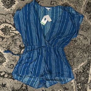 Blue Striped Hawaiian tropic Romper
